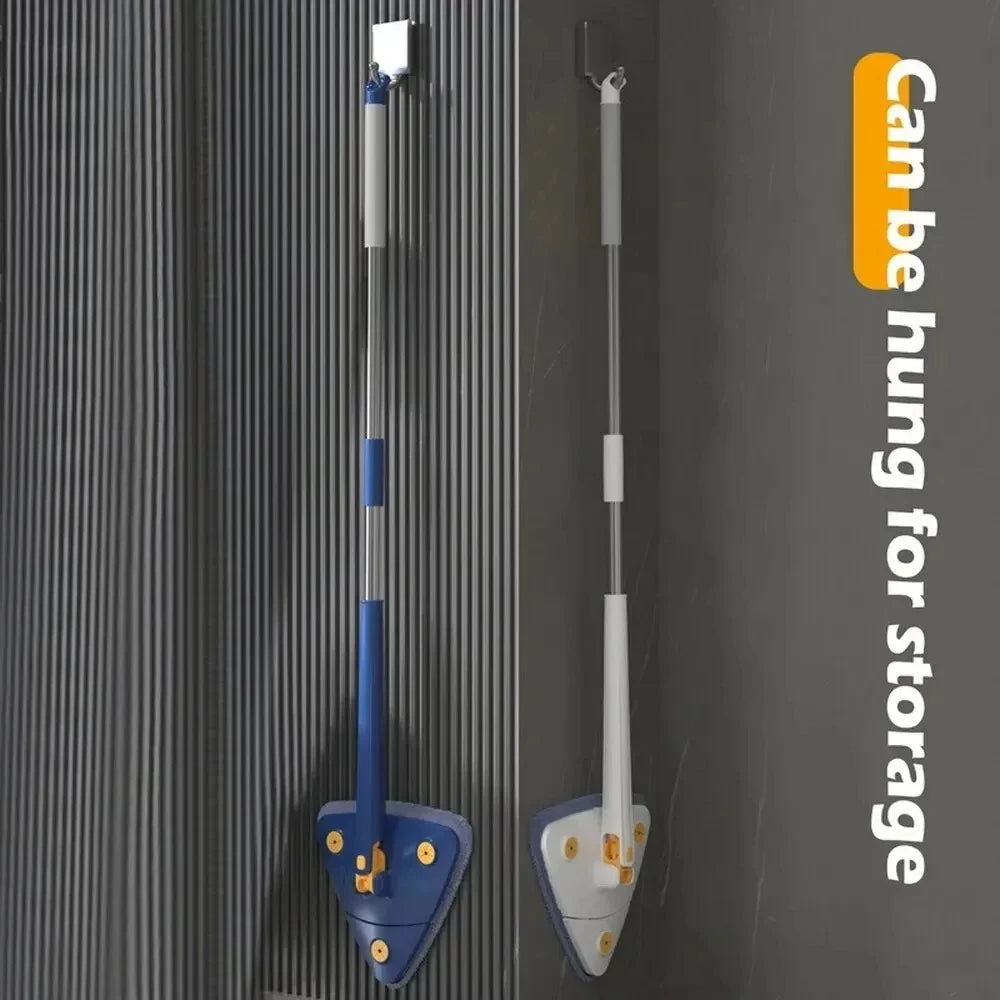 Pak Blue 47®360° Swivel Triangle Mop | Telescopic Adjustable Wet & Dry Floor Cleaning Mop