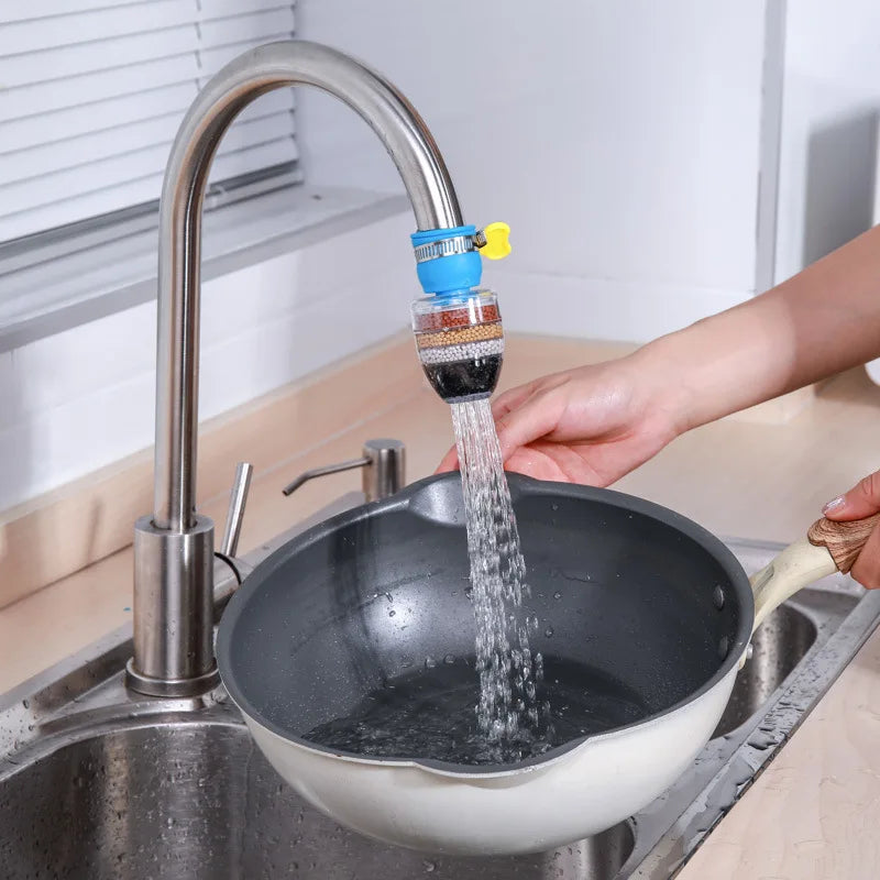 Pak Blue 47®6-Layer Faucet Water Filter | 360° Rotatable Coconut Charcoal Tap Purifier