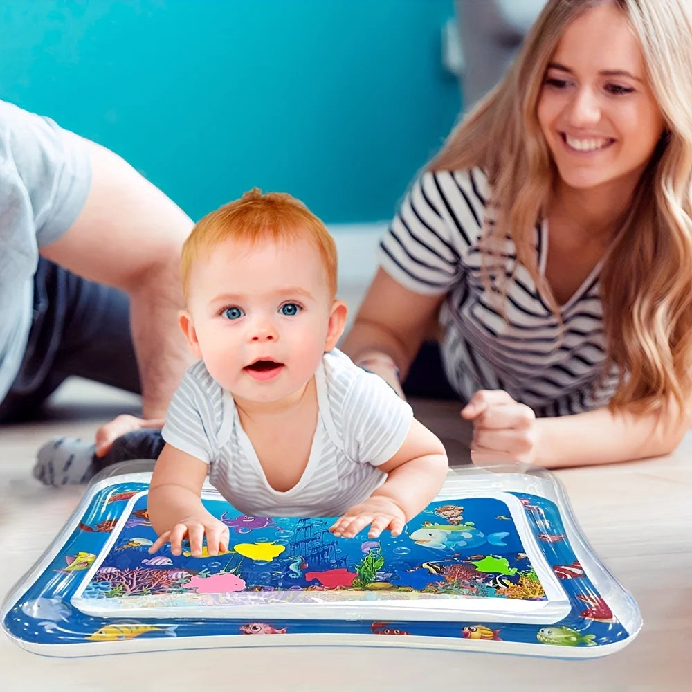 Pak Blue 47®Inflatable Baby Water Play Mat | PVC Tummy Time Activity Toy for Toddlers