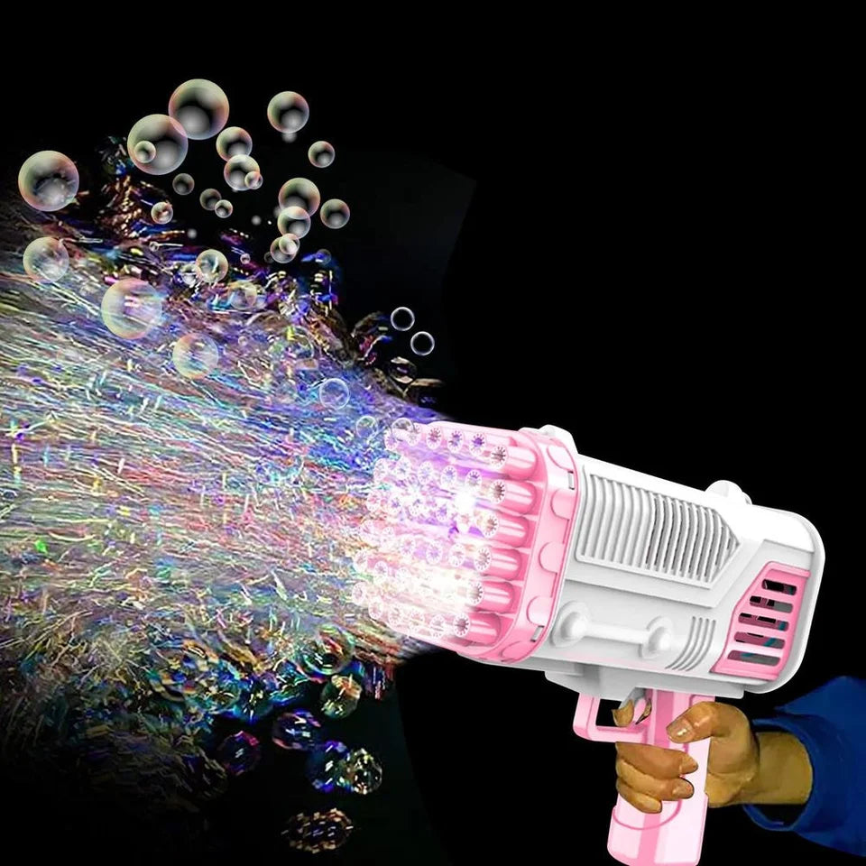 Pak Blue 47®36 Holes Automatic Bubble Machine Gun | LED Light Gatling Bubble Blower