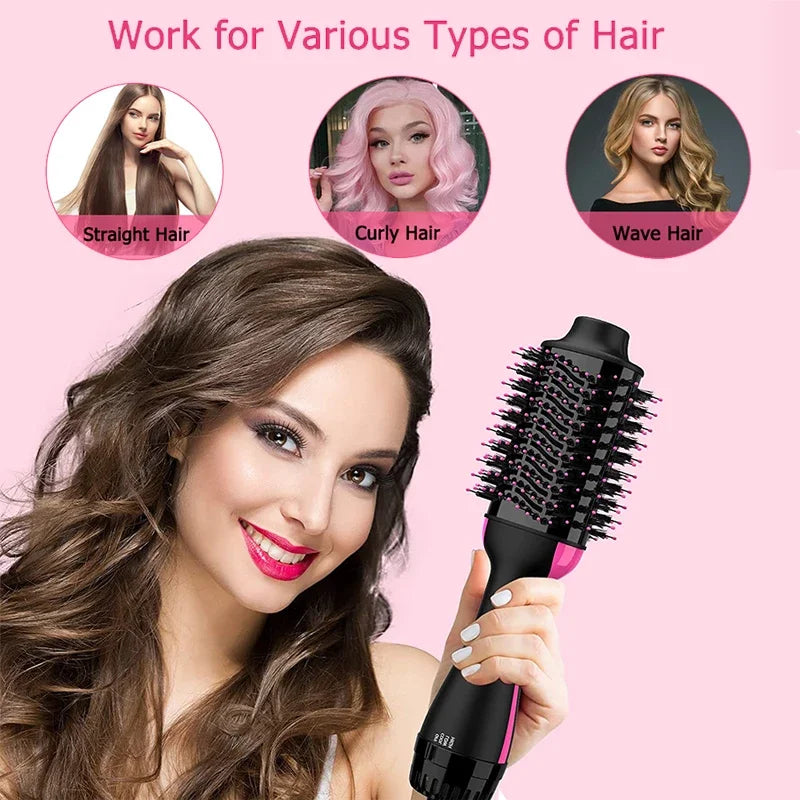 Pak Blue 47®4-in-1 Hair Dryer Brush for Women | One Step Volumizer, Straightener & Curler