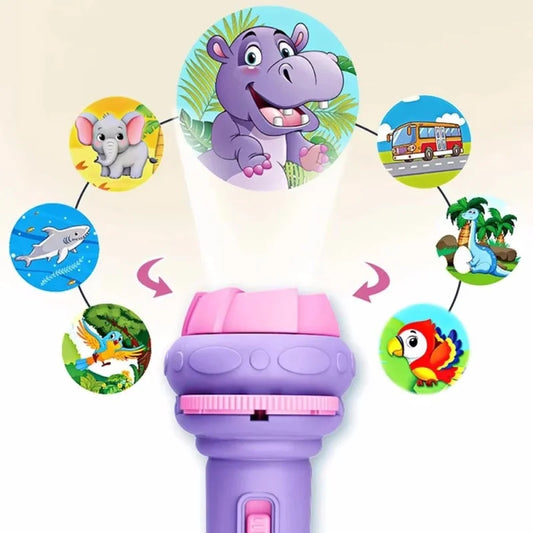 Pak Blue 47®Cartoon Projection Flashlight Toy | multi Patterns Kids Projector Torch