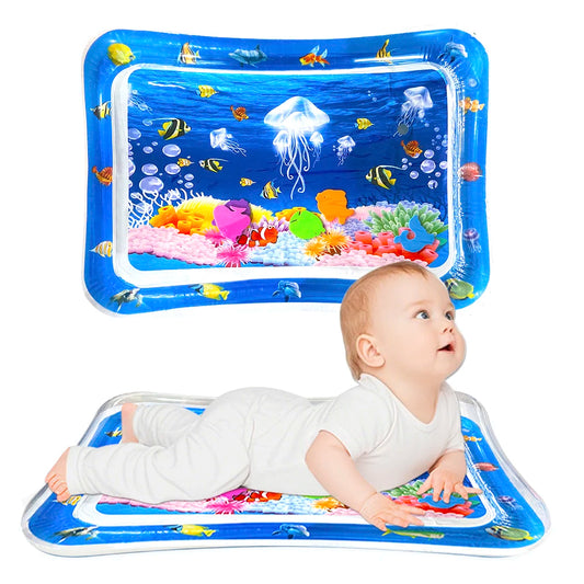 Pak Blue 47®Inflatable Baby Water Play Mat | PVC Tummy Time Activity Toy for Toddlers