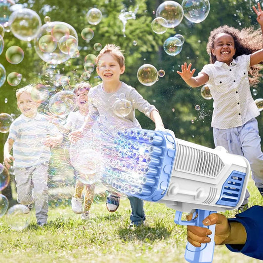Pak Blue 47®36 Holes Automatic Bubble Machine Gun | LED Light Gatling Bubble Blower